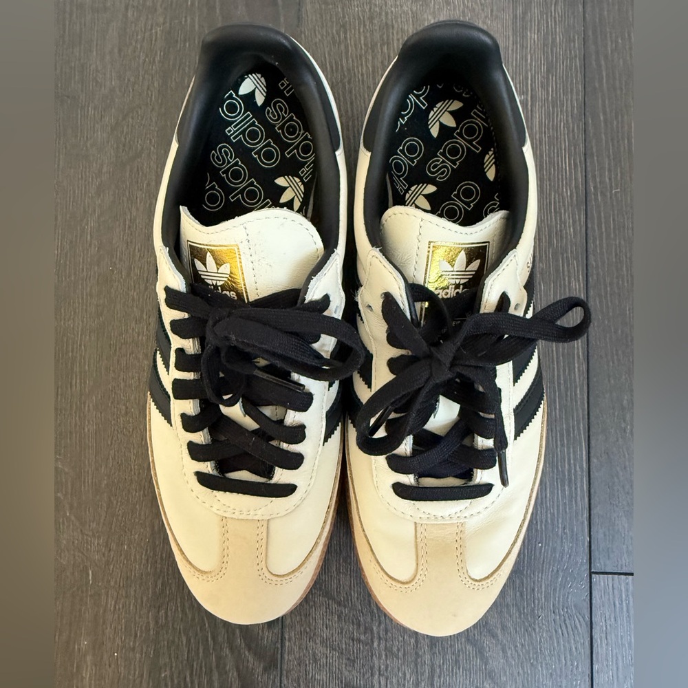 Adidas Cream and Black Classic Sneakers